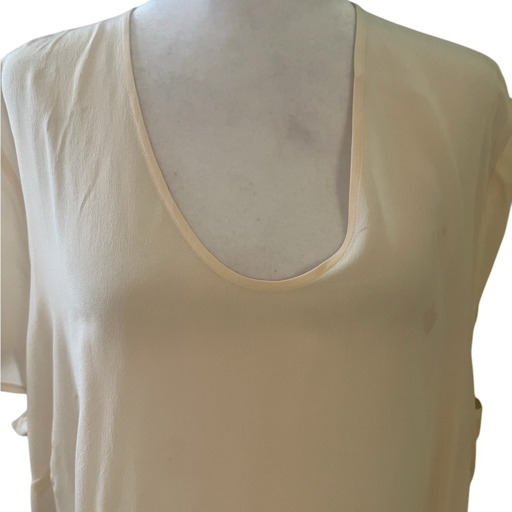 NWT Eileen Fisher Cream 100% Silk 2X Short Sleeves Top Hi-Low - Picture 4 of 7